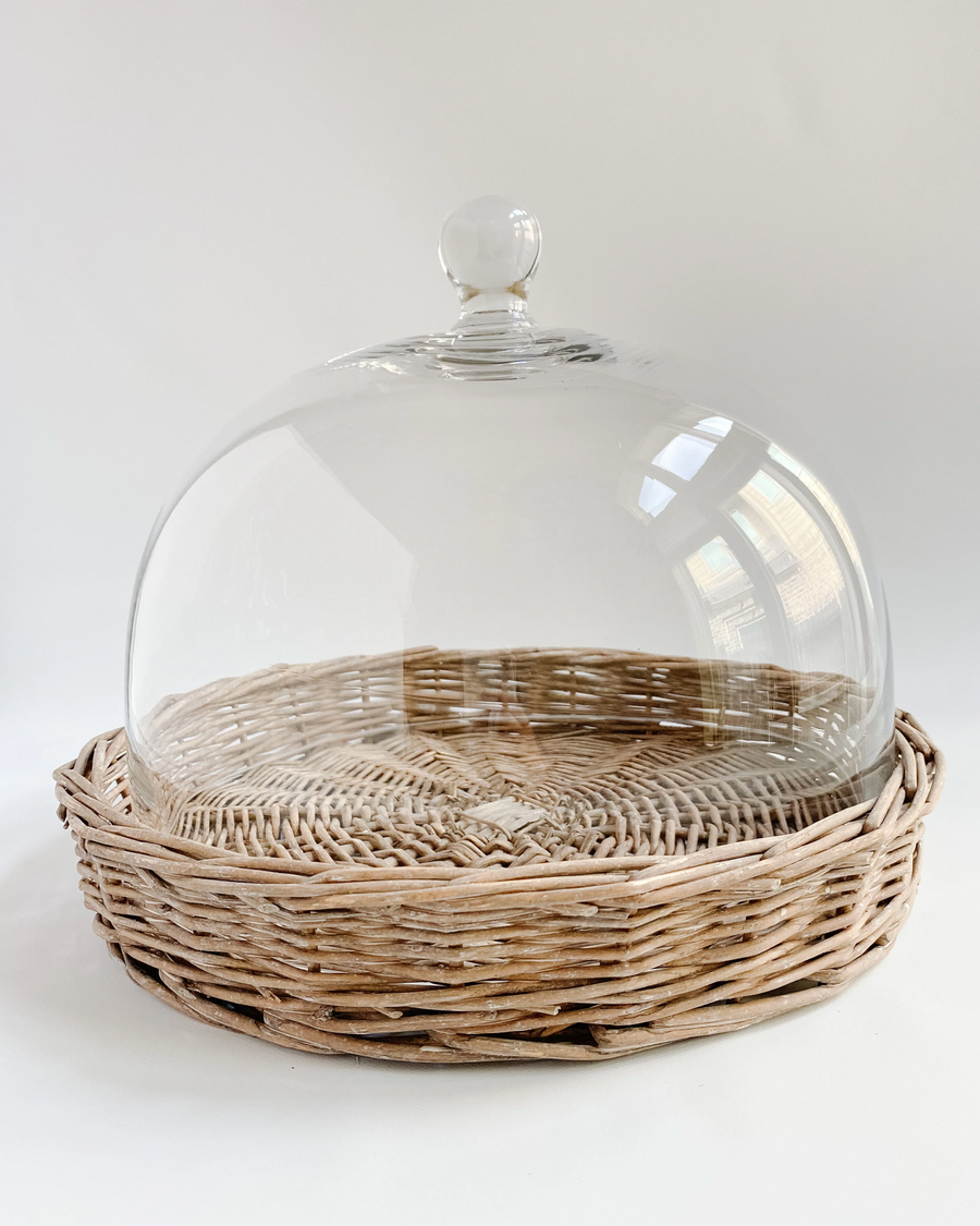 Wicker Base & Cloche Set