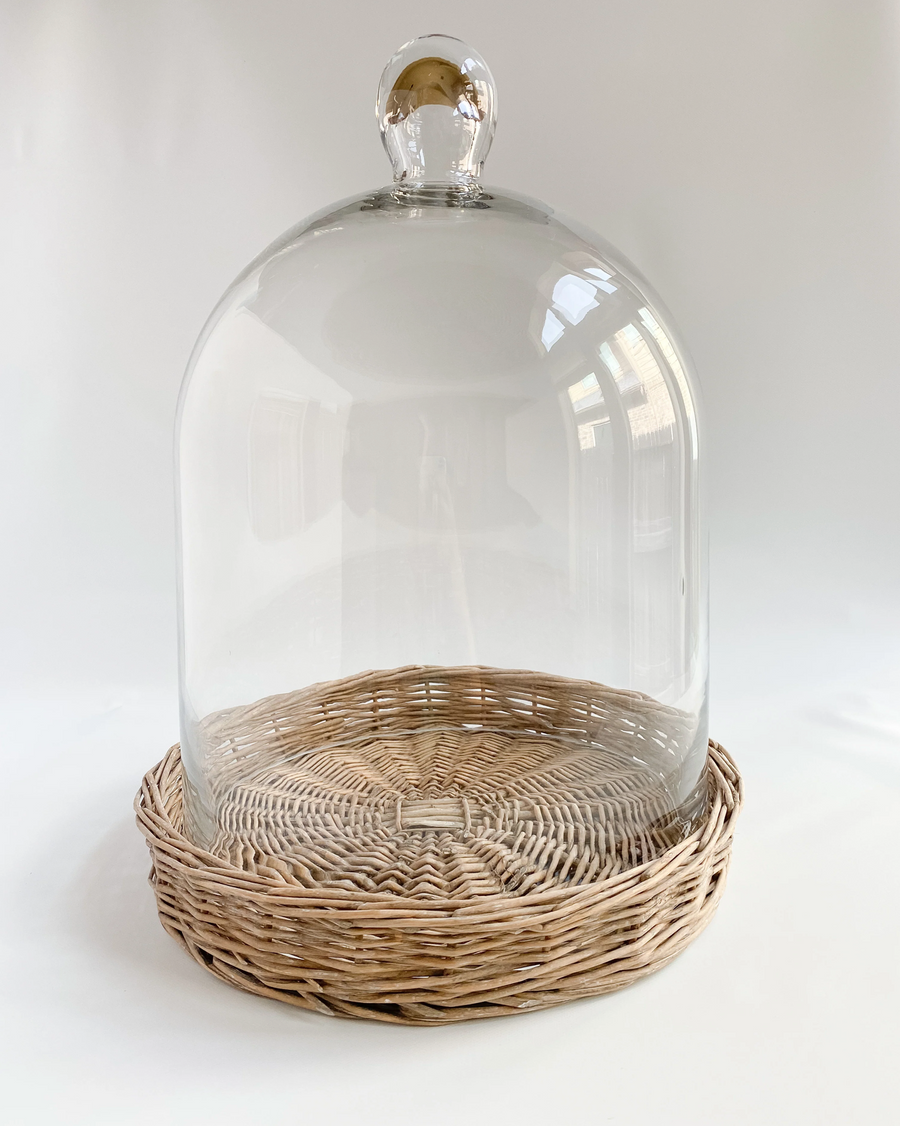 Wicker Base & Cloche Set