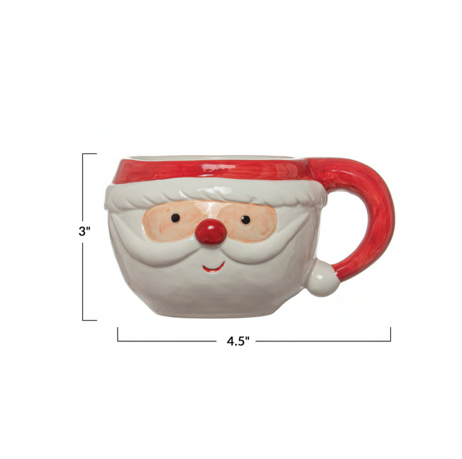 12 Ounce Hand-Painted Stoneware Santa Mug