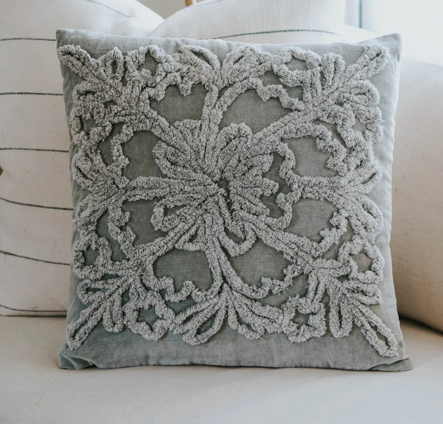 Cotton & Velvet Tufted Snowflake Pillow