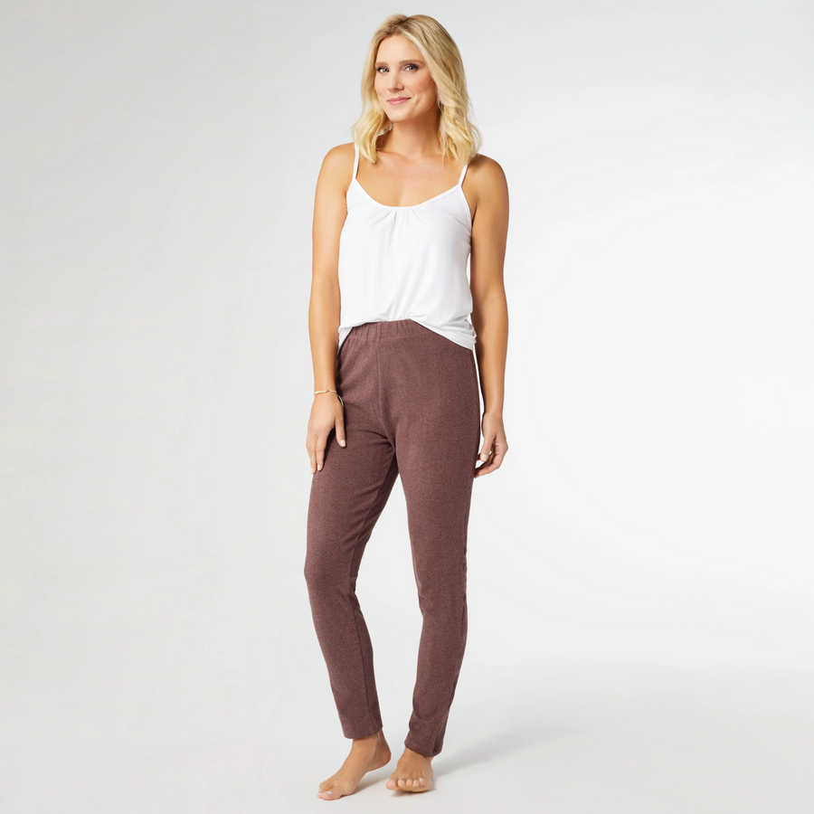 Wine Velvet Brush Leggings