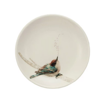 Bird on Branch Stoneware Dish