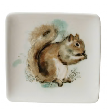 Stoneware Watercolor Critter Trinket Dish