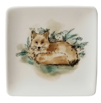 Stoneware Watercolor Critter Trinket Dish