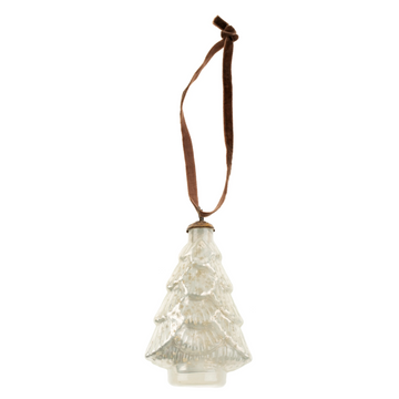 Frosted White Glass Tree Ornament