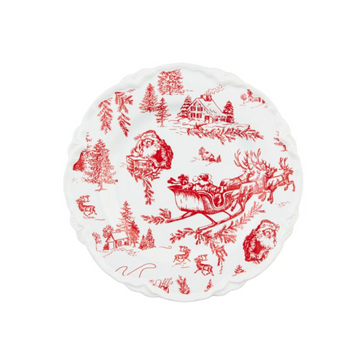 Christmas Toile Print Dessert Plate