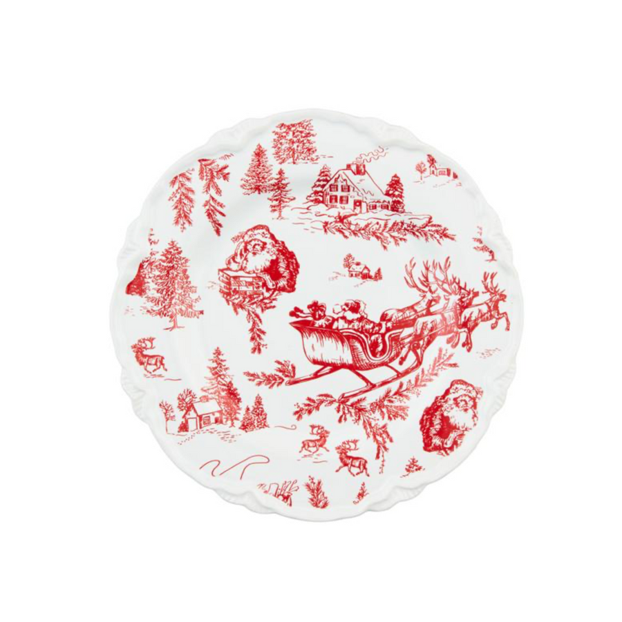Christmas Toile Print Dessert Plate