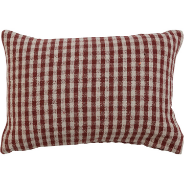 Recycled Cotton Lumbar Pillow - Burgundy & Cream