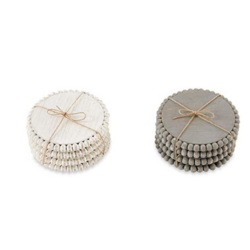 Set of 4 Painted Wood Bead Coasters