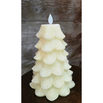 Battery Operated Frosted White Tree Candle