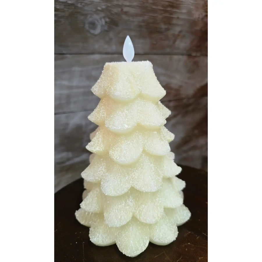 Battery Operated Frosted White Tree Candle