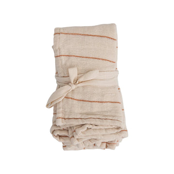 Set of 4 Square Cotton Napkins - Rust & Cream