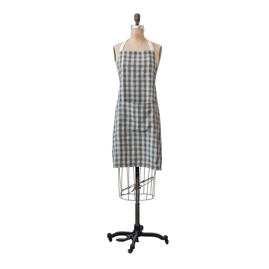 Dark Gray & Cream Check Cotton Apron