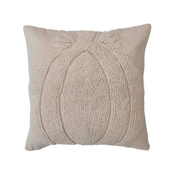 Cotton Slub Tufted Pumpkin Pillow