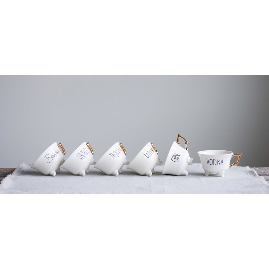 Footed Teacup with Gold Handle - Liquors