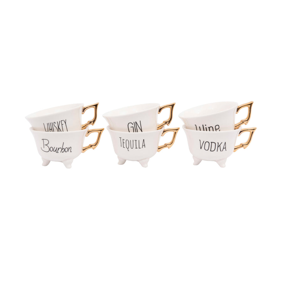 Footed Teacup with Gold Handle - Liquors