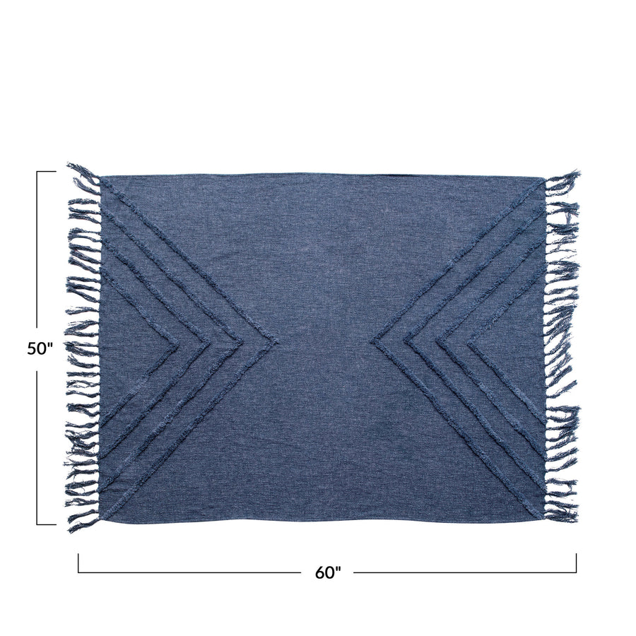 Tufted Chevron Pattern Throw with Tassels