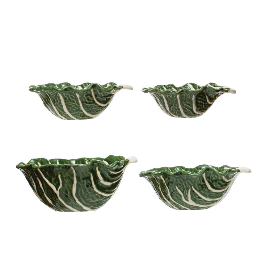 Set of 4 Hand-Painted Nesting Cabbage Dishes