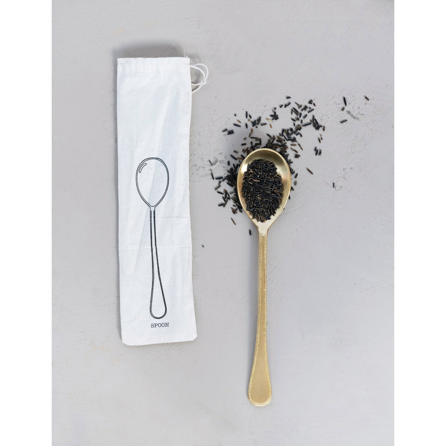 Brass Spoon With Drawstring Bag