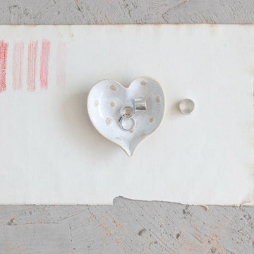 Stoneware Heart Dish with Spots
