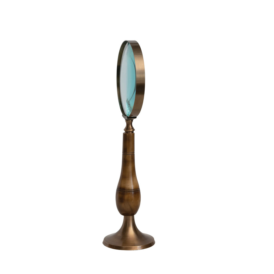 Brass Magnifying Glass with Carved Bone Handle