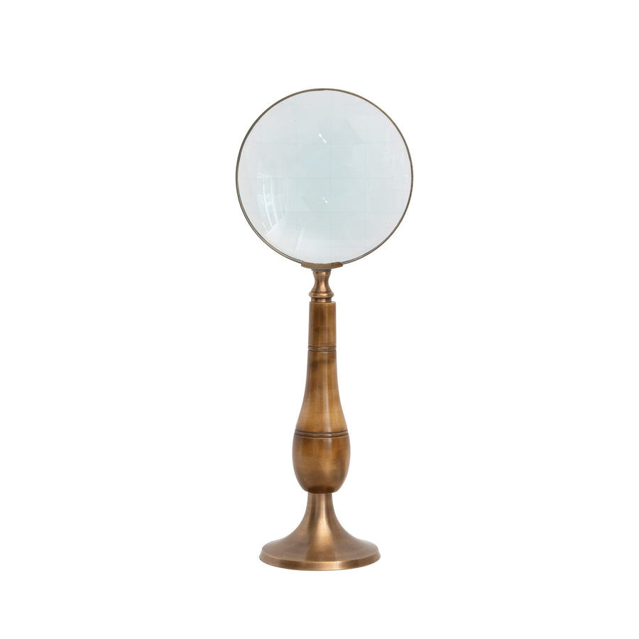 Brass Magnifying Glass with Carved Bone Handle