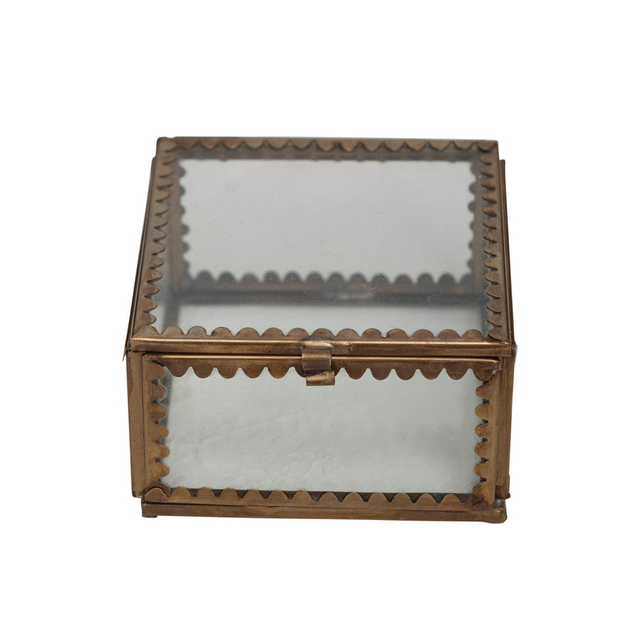 Brass & Glass Jewelry/Trinket Display Box