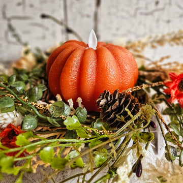 Battery Operated Pumpkin Candle with Moving Wick - Small