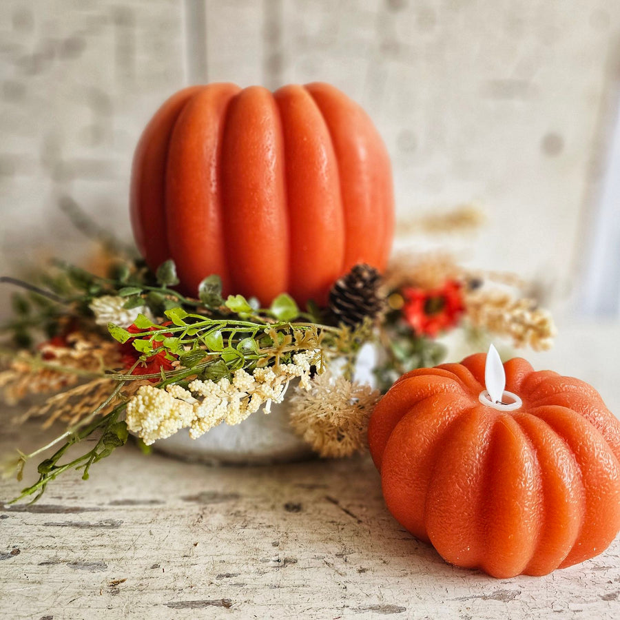 Battery Operated Pumpkin Candle with Moving Wick - Large