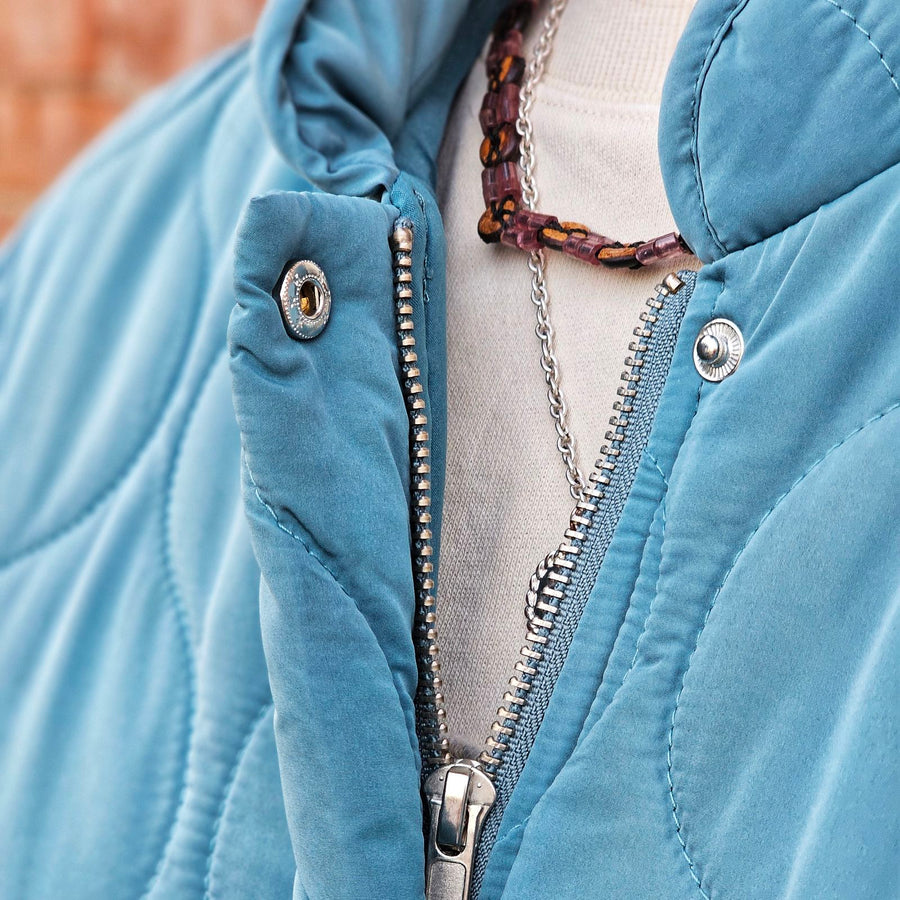 Teal Puffy Quilted Short Coat