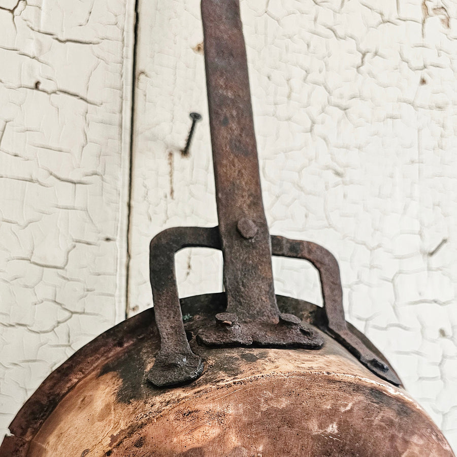 Antique Copper Pan with Forged Handle