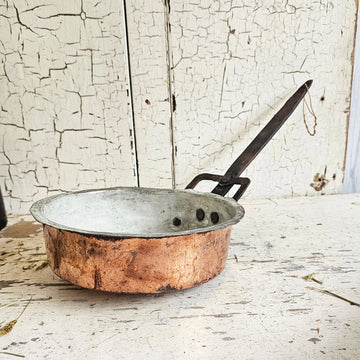 Antique Copper Pan with Forged Handle