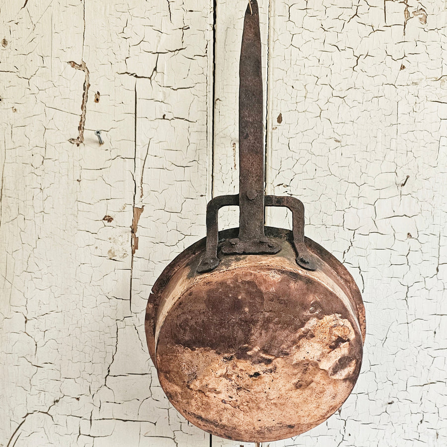 Antique Copper Pan with Forged Handle