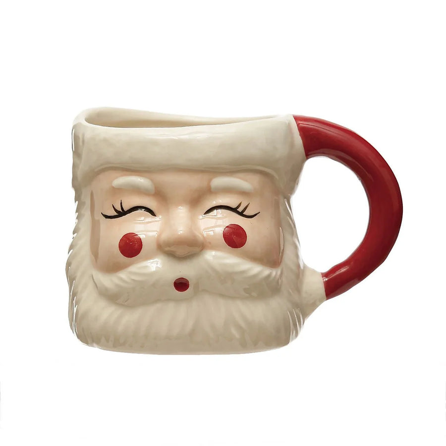 Hand Painted Stoneware Santa Mug