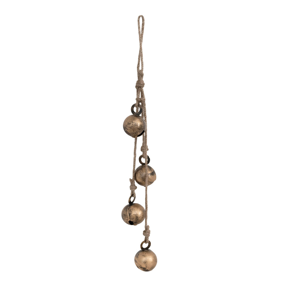 Metal Jingle Bell Cluster with Jute Rope