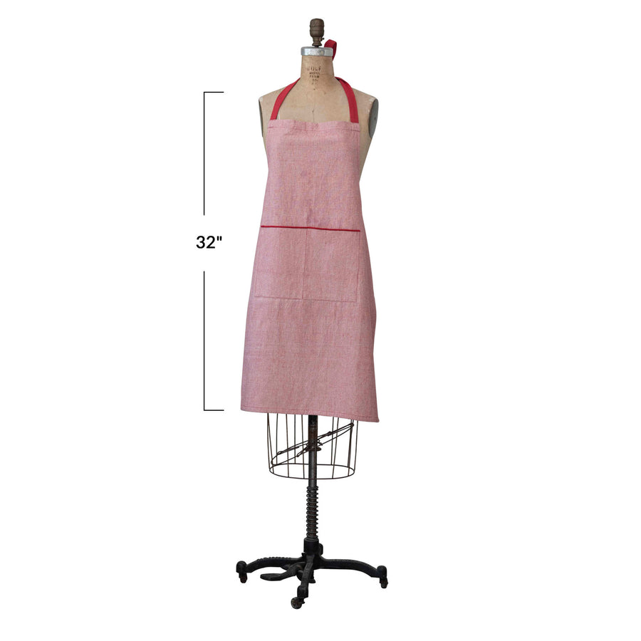 Woven Cotton Apron with Pocket