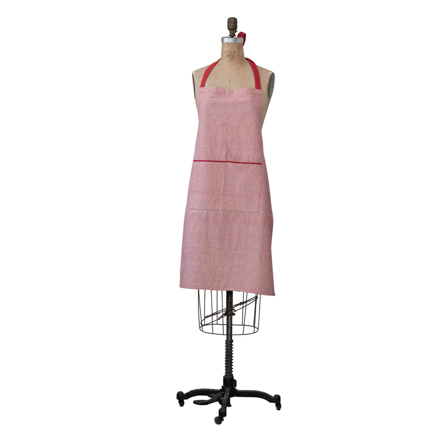 Woven Cotton Apron with Pocket