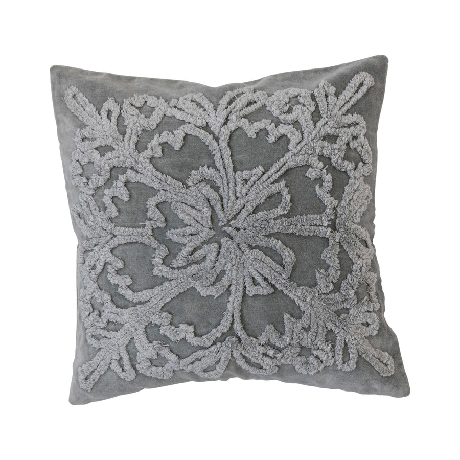 Cotton & Velvet Tufted Snowflake Pillow