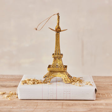 Eiffel Tower Ornament with Gold Foil Finish