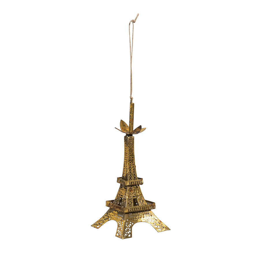 Eiffel Tower Ornament with Gold Foil Finish