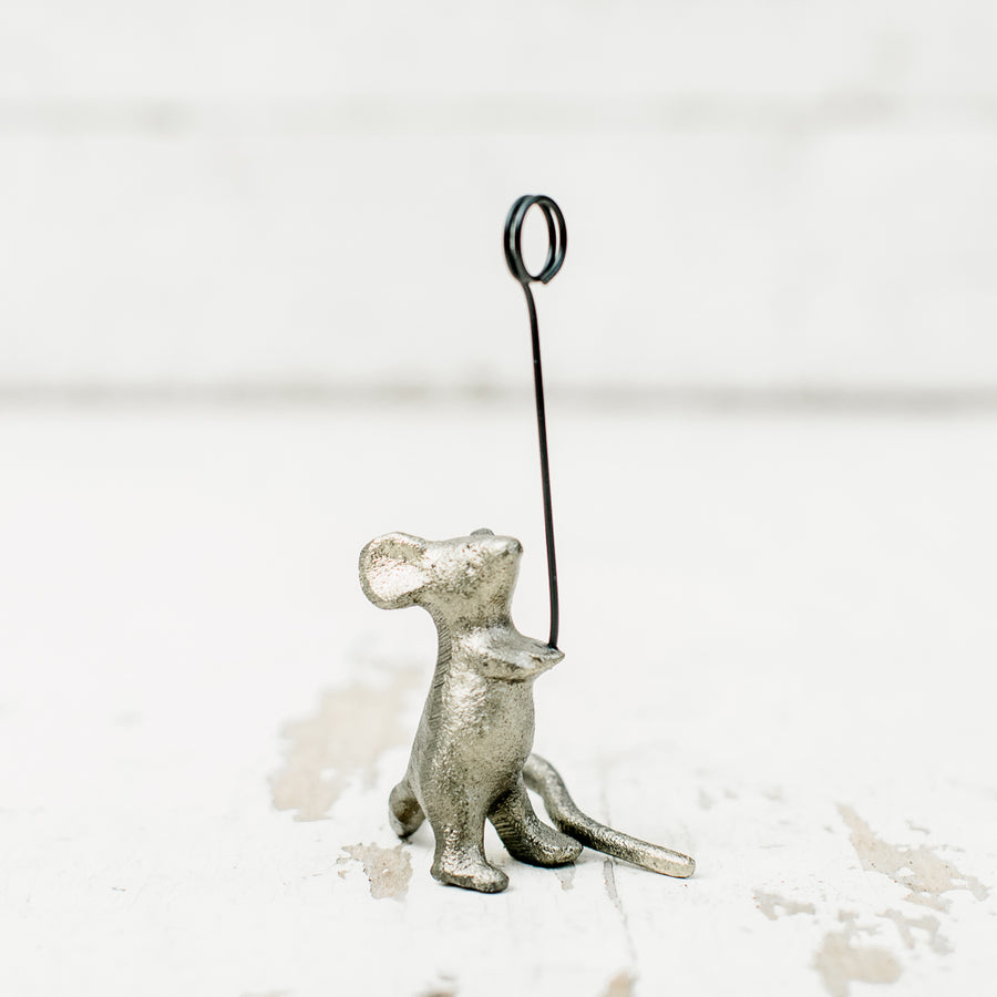 Cast Iron Mouse Card Holder