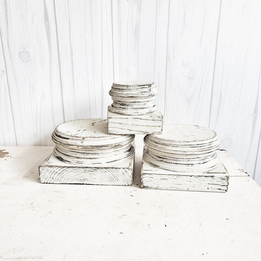 Chippy White Wood Architectural Base Riser 6 inch