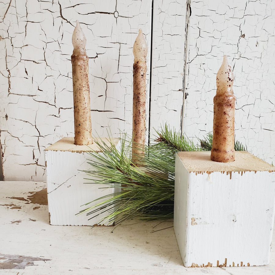 4.5 Inch Tall Battery Operated Farmhouse Ivory Taper