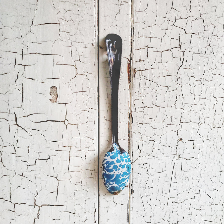 Antique Blue Swirl Graniteware Spoon