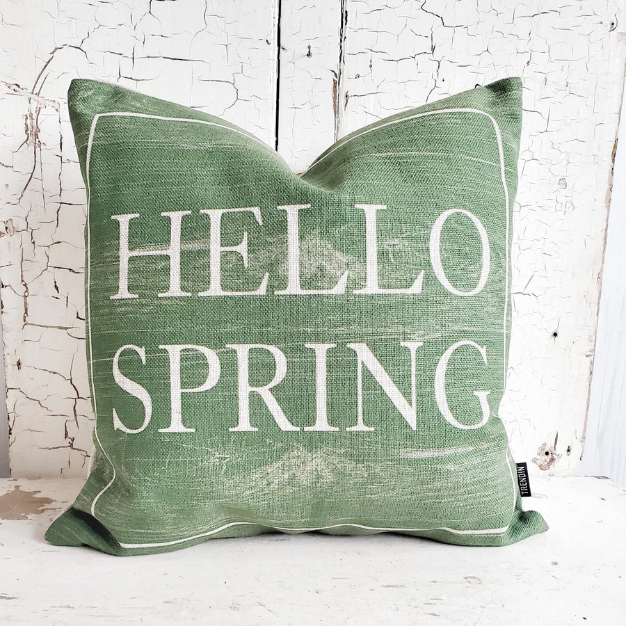 BIG GREEN HELLO SPRING PILLOW