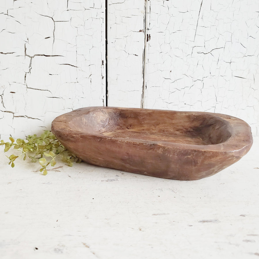 Vintage Style Petite  Wood  Dough Bowl