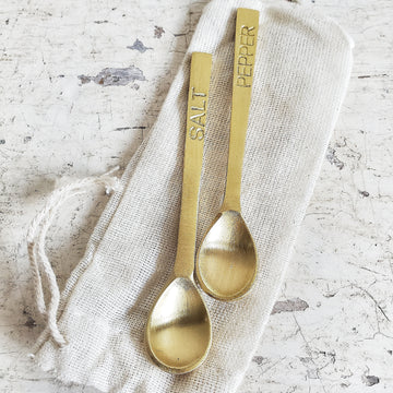 Pair of Brass Salt & Pepper Spoons