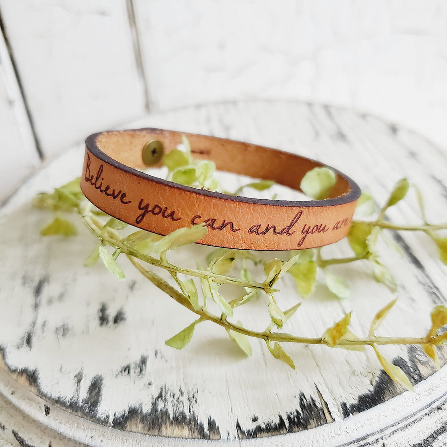 Handmade Stamped Leather Bracelet 
