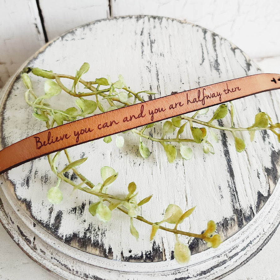 Handmade Stamped Leather Bracelet 