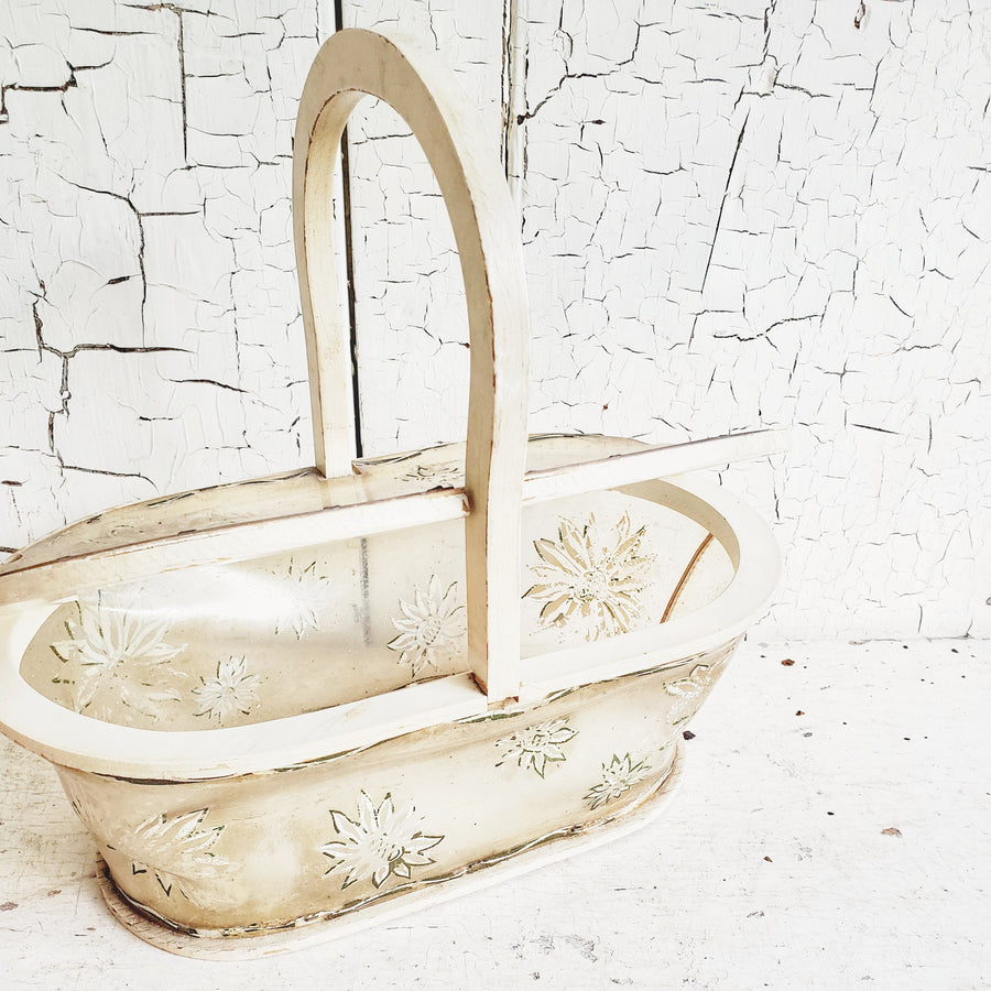 Vintage Clear Plastic and Wood Basket